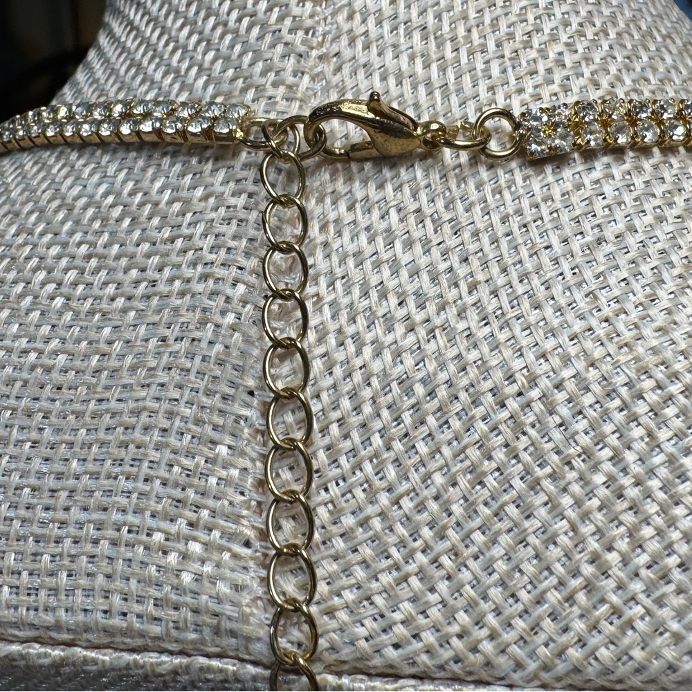 Rhinestone Gold Chain Layered Statement Necklace - image 7